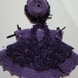 Charming Purple Knitted Kids Hat Set